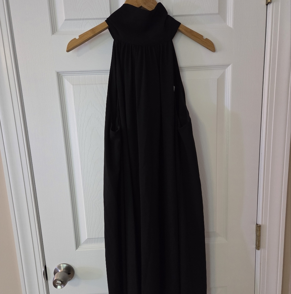 Badgley Mischka Black Halter Midi Dress
